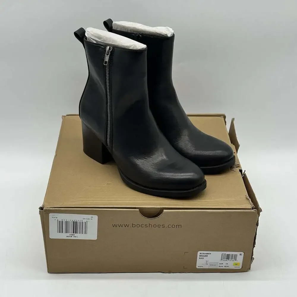 B.O.C. Born Concepts Boulder Black Faux Leather Zip-Up Bootie Women's Size 10M